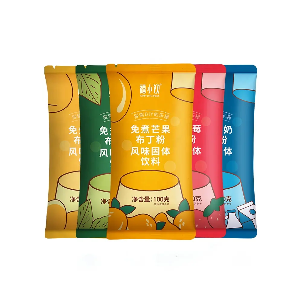 100g Free Cooking Jelly & Pudding Powder Strawbery/Mango/Matcha/Egg/Milk Pudding Powder 5 Flavors to Choose for Bubble Tea