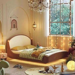 Lit de princesse flottant en bois massif pour enfants, tapis magique vert, 1,2 m, avec rangement, lit simple en velours moelleux pour garçons et filles - Product Image 5