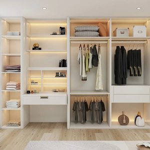 Walk-in Closet Bedroom Modern Luxury Custom Glass Door White Furniture Chandelier Island Organizer <strong>Set</strong> - Product Image 6