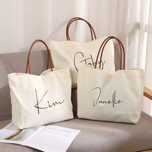 Sac fourre-tout en toile épaisse de qualité supérieure avec poignées en cuir, grande taille, avec logo personnalisé et boucle magnétique dissimulée, idéal pour la Fête des Mères - Product Image 1