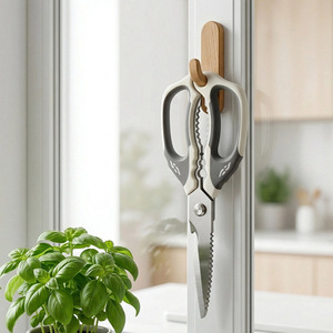 Tijeras de Cocina Multifuncionales de Acero Inoxidable 4 en 1 con Gancho de Madera para Colgar - Product Image 1