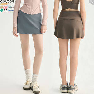 XW-DQ62008 Short de sport uni pour femme, extensible dans quatre directions, taille haute, effet ventre plat, galbe fessier, ourlet fluide, pour le <span class=keywords><strong>golf</strong></span> et le tennis - Product Image 1