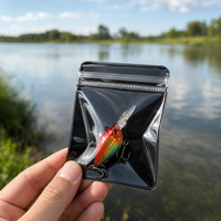 Sac à fermeture éclair transparent bicolore imprimé sur mesure, pochette d'emballage en plastique imperméable pour le rangement des accessoires de pêche