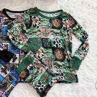 Ensemble pyjama 2 pièces à manches longues pour bébé, imprimé vintage respirant, en bambou écologique, pour l'automne et l'hiver
