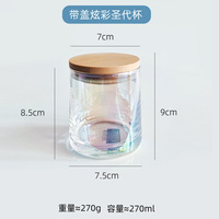 Candélabre décoratif moderne vide pour la maison, pot à bougie en verre irisé de luxe transparent avec couvercle en bambou, Saint-Valentin