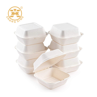 Boîte à hamburger biodégradable en bagasse de canne à sucre de 6 à 7 pouces, emballage pour plats à emporter, boîte à sushi, nourriture pour bébé