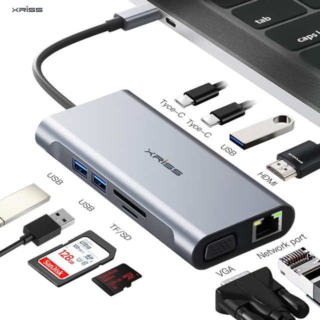 Aluminum Alloy Docking Station Four-In-One USB 3.0 to USB High-Speed Transmission 4 Ports Hub Computer Docking Station
