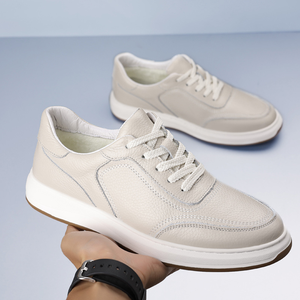 HLT Men's British <b>Style</b> Derby Shoes Genuine Leather Large <b>Headed</b> Black Dress Casual Leather Shoes Thick Soles Slip-On Closure - Product Image 5