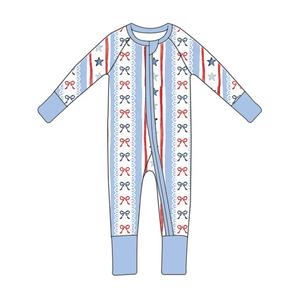 Ropa Infantil al por Mayor Libre de Impuestos para el 4 de Julio, Pelele de Bambú para Bebé con Estampado de Flores y Helados, Pijama Bonito para Bebé - Product Image 4