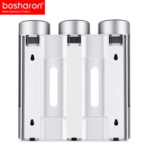 Distributeur de savon à bulles pour les mains, triple distributeur de gel douche, shampoing et revitalisant pour hôtel, manuel, en plastique, mural, distributeur de savon liquide - Product Image 6