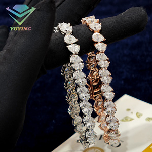 สร้อยข้อมือเทนนิสทรงลูกแพร์ประดับเพชรโมอิสซาไนต์ VVS แบบฝังกลับหัว ได้รับการรับรองจาก GRA เงินแท้ 925 ชุบทอง 18K แฟชั่นฮิปฮอป - Product Image 2