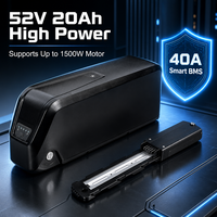 Batterie de vélo électrique haute capacité 52V 20Ah, cellules 21700, batterie au lithium pour kit de conversion de vélo de montagne électrique, moteur 1500W Dorado