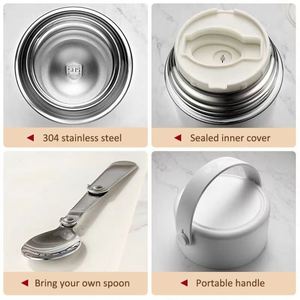 Custom Logo 850ml & 1050ml Thermal Food Flask with Spoon <b>Double</b> <b>Wall</b> Vacuum Insulated Lunch <b>Box</b> Customizable Color - Product Image 5