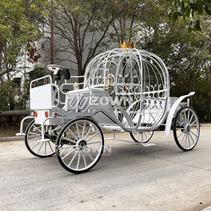 Electric <b>White</b> <b>Pumpkin</b> Carriage With Golden Crown Metal Frame Outdoor Wedding Transportation - Product Image 5