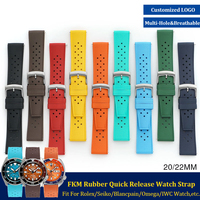Bracelets de montre universels en caoutchouc FKM, fluororubber, 20 mm, 22 mm, bracelets de montre en silicone pour plongée pour Seiko