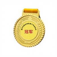 Venta Directa de Fábrica, Medalla Europea Personalizada de Metal Negro Chapada en Oro para Rosa, con Cinta Roja y Blanca, Regalo Promocional con Temática Deportiva