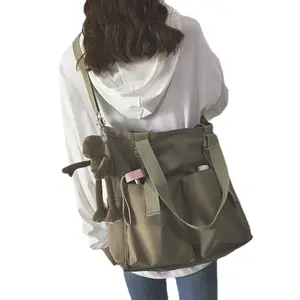 Grosir tas wanita pembeli mode sederhana tas tangan ritsleting bahu tahan air kapasitas besar tas Tote merek