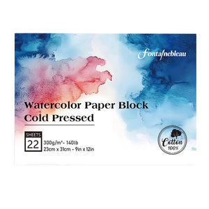 Papier aquarelle en gros de l'usine de <span class=keywords><strong>Fontainebleau</strong></span>, 300 g/m², 100 % coton, <span class=keywords><strong>bloc</strong></span> de papier aquarelle, pressé à froid, 22 feuilles - Product Image 2