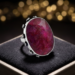 Anillo Ajustable Clásico con Rubí Natural de Corte Ovalado en Plata de Ley 925 con Engaste de Bisel para Mujer - Regalo de Aniversario de Bodas - Product Image 3