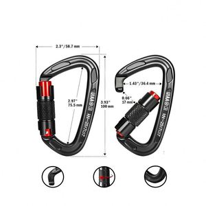 Metal Aviation Aluminum D Shape Climbing Carabiner <b>Hook</b> <b>Clip</b> Light Weight Auto Locking Mountaineering Camping Safety Buckle - Product Image 3