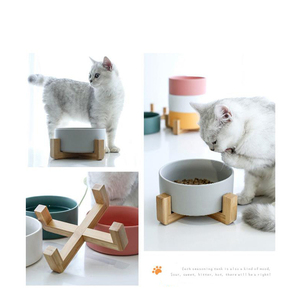 Wholesale Customised <strong>Pet</strong> Cat <strong>Luxury</strong> Elevated Large Feeding Water <strong>Bowl</strong> <strong>Dog</strong> Food <strong>Bowl</strong> Ceramic <strong>Dog</strong> <strong>Bowl</strong> With Wood Stand - Product Image 5