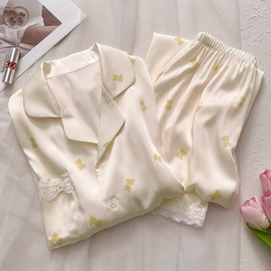 Haute qualité femmes pyjamas pantalons <span class=keywords><strong>jolie</strong></span> femme chemise de nuit vêtements de nuit vêtements de nuit rose filles col en v dames manches chemises de nuit - Product Image 5