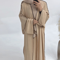 Gaun Muslim Wanita Modis Dubai untuk Lebaran, Bahan Jazz Crepe, Model Abaya, Grosir dan Custom