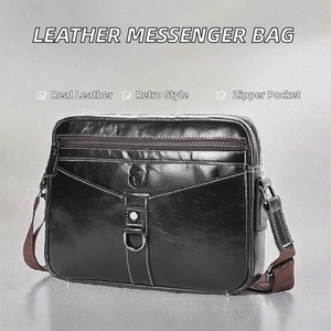 Sac bandoulière messager en cuir véritable pour homme, petit format, réduction de la charge, sacoche d'ordinateur à une épaule, style Normcore/Minimaliste, dissimulé - Product Image 2