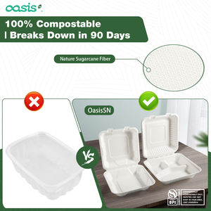 Kotak makan siang kertas sekali pakai dapat terurai ramah lingkungan untuk pergi ke restoran - Product Image 2