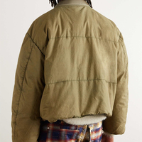 Veste bombardier verte à fermeture éclair et sieste classique à la mode veste bombardier en duvet de toile en mélange de coton matelassé pour hommes