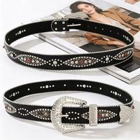 Ceinture en PU JULUN avec strass, ceinture pour femme, style western tendance, entièrement ornée de strass, accessoire de taille pour femme