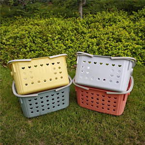 ตะกร้าช้อปปิ้งพลาสติก 39x28x20 ซม. พกพาสะดวกสำหรับใส่ผักผลไม้และจัดเก็บเสื้อผ้า - Product Image 4