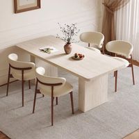 Modernes Rechteckiges Travertin-Schiefer Esszimmer-Set Französischer Retro Mid-Century Stil Tisch und Stuhl für Kleine Räume