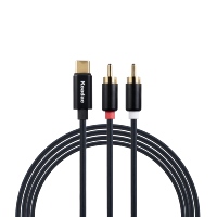 Câble audio Type-C vers 2RCA 48Khz 16 bits, blindage à 4 couches, connecteur plaqué étain, coque en alliage d'aluminium, microphone/haut-parleur MP3