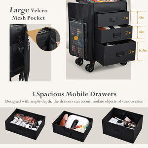 Rolling <b>Makeup</b> Case with Drawer Professional <b>Makeup</b> <b>Box</b> Cosmetology Cases on Wheels Nylon Cosmetic Organize Nail Case Storage - Product Image 2