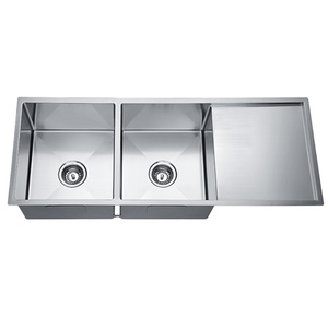 Meiao handmade 304 thép không gỉ bồn rửa nhà bếp với <span class=keywords><strong>drainer</strong></span> Board hình chữ nhật Bát đôI nhà máy trực tiếp undermount - Product Image 1