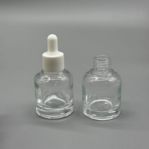 Frasco cuentagotas de aceite esencial de vidrio gris claro con logotipo personalizado, 20ml, 30ml, frascos de pipeta de suero vacíos de 1 oz con cuentagotas - Product Image 1