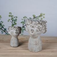 Lianda moderne décor à la maison 3D Design intérieur pépinière Pot de fleur mignon garçon jardin fleurs ciment Kit pour extérieur intérieur utilisation Carton