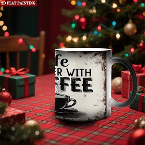 Customizable Frosted Black 11oz <b>Ceramic</b> <b>Mug</b> Heat Sensitive Color Changing Coffee Cup - Product Image 2