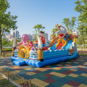 Structure gonflable combinée sur le thème des pirates de l'océan avec toboggan, château gonflable pieuvre et requin pour enfants, idéale pour événements commerciaux et <span class=keywords><strong>location</strong></span> - Product Image 2