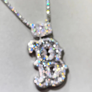 <span class=keywords><strong>Pendentif</strong></span> personnalisé en <span class=keywords><strong>argent</strong></span> sterling 925 taille émeraude VVS1 Moissanite en couches initiale lettre B <span class=keywords><strong>pendentif</strong></span> épais glacé - Product Image 2