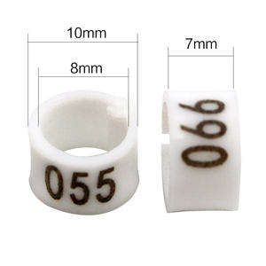 Fabrieksprijs Plastic Kwartel Duif Voetring 8Mm Vogelbeenbanden Witte Kleur Duivenpoot Ring Met Nummer - Product Image 4