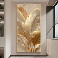 Décoration murale moderne haut de gamme en forme de feuille, art mural tendance, impression numérique, peinture décorative en porcelaine 3D sur papier