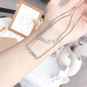 สร้อยคอเงินแท้ S925 ลายตัวอักษร Crazy Happy แฟชั่นเครื่องประดับสำหรับผู้หญิง สวมใส่ได้ทุกวัน - Product Image 3