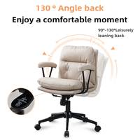 Chaise de bureau à commande pneumatique ergonomique avec design moderne en cuir véritable confortable pour le travail