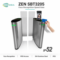 Barrière à battant ZEN3205 avec reconnaissance faciale et accès RFID, en acier inoxydable 304, IP52, contrôle d'accès, tourniquet, moteur sans balais, fonction de comptage