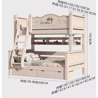 Lit superposé en bois massif de palissandre blanc, design moderne, pas cher, pour enfants et adultes, hauteur réglable, gain de place