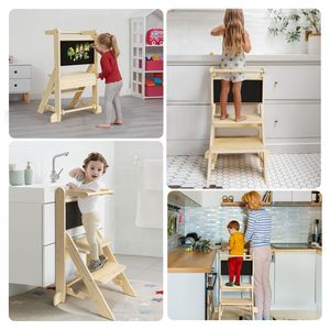 Torre <span class=keywords><strong>de</strong></span> Aprendizaje Montessori <span class=keywords><strong>de</strong></span> Madera Plegable <span class=keywords><strong>de</strong></span> 3 Niveles Ajustables para Niños Pequeños - Product Image 2