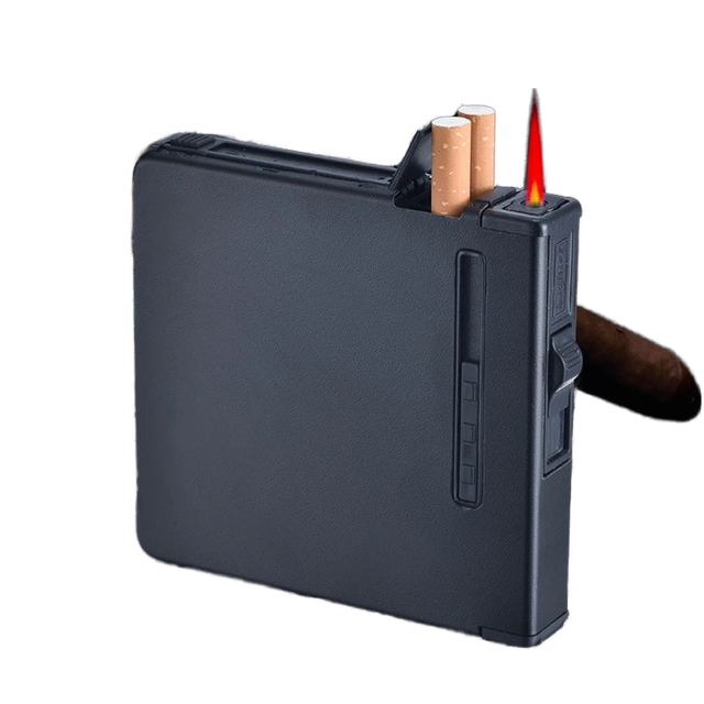 2024 Stylish Durable Auto Large Capacity Cigar Case with Torch Lighter Hot Sale Business Gifts for Men for Cigarettes