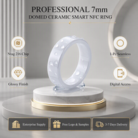 Bague connectée NFC Lumon 7mm Ntag 216 en céramique blanche – Finition brillante de luxe, étanche, anti-rayures, unisexe, pour le bureau et la carrière